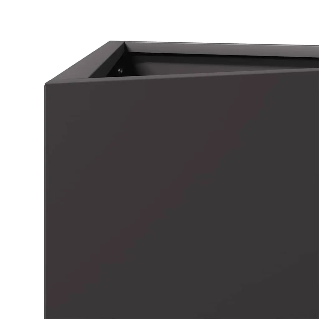 Garden Planter Triangular Black Steel 50x43x75cm Outdoor Pots Flowers Plants