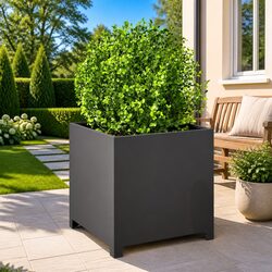 Reliable Black Steel Planter Box 50x50x50cm for Outdoor Use