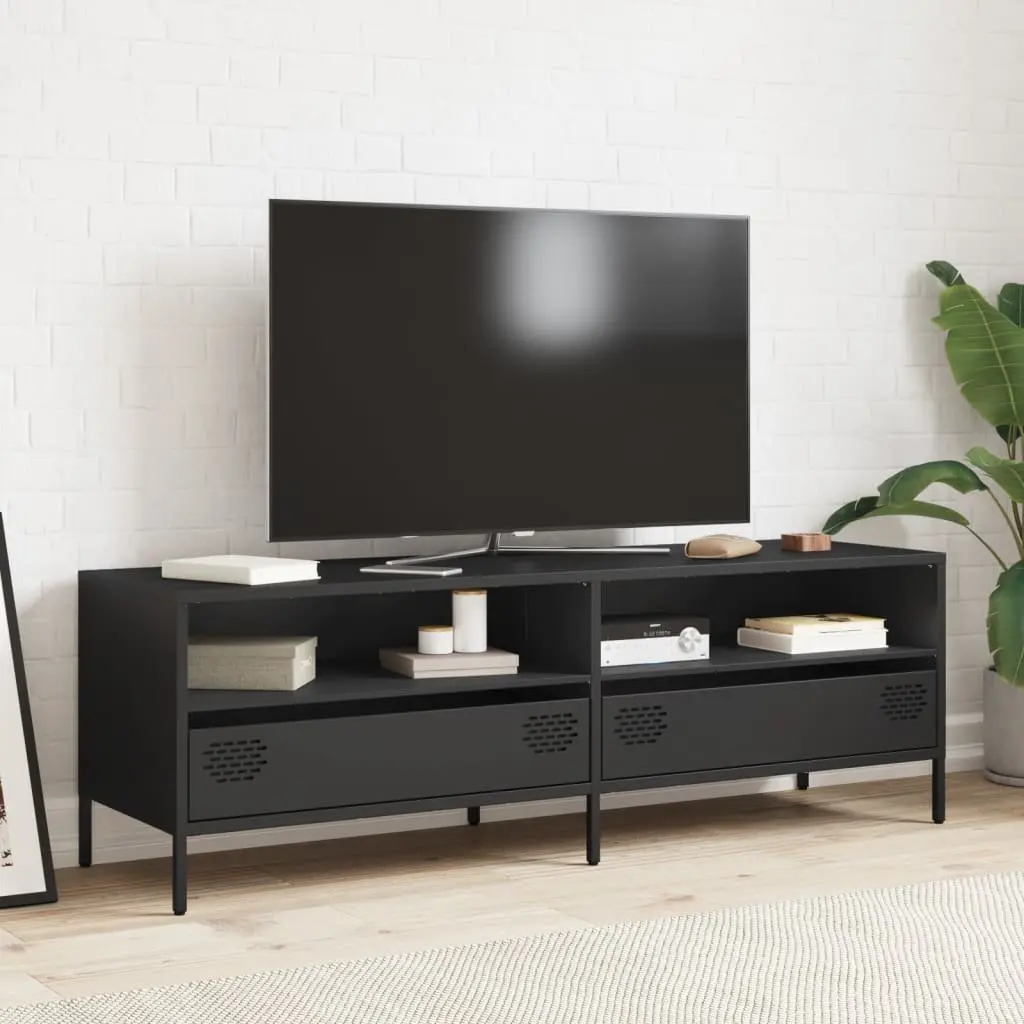 Black Industrial TV Cabinet with Drawers