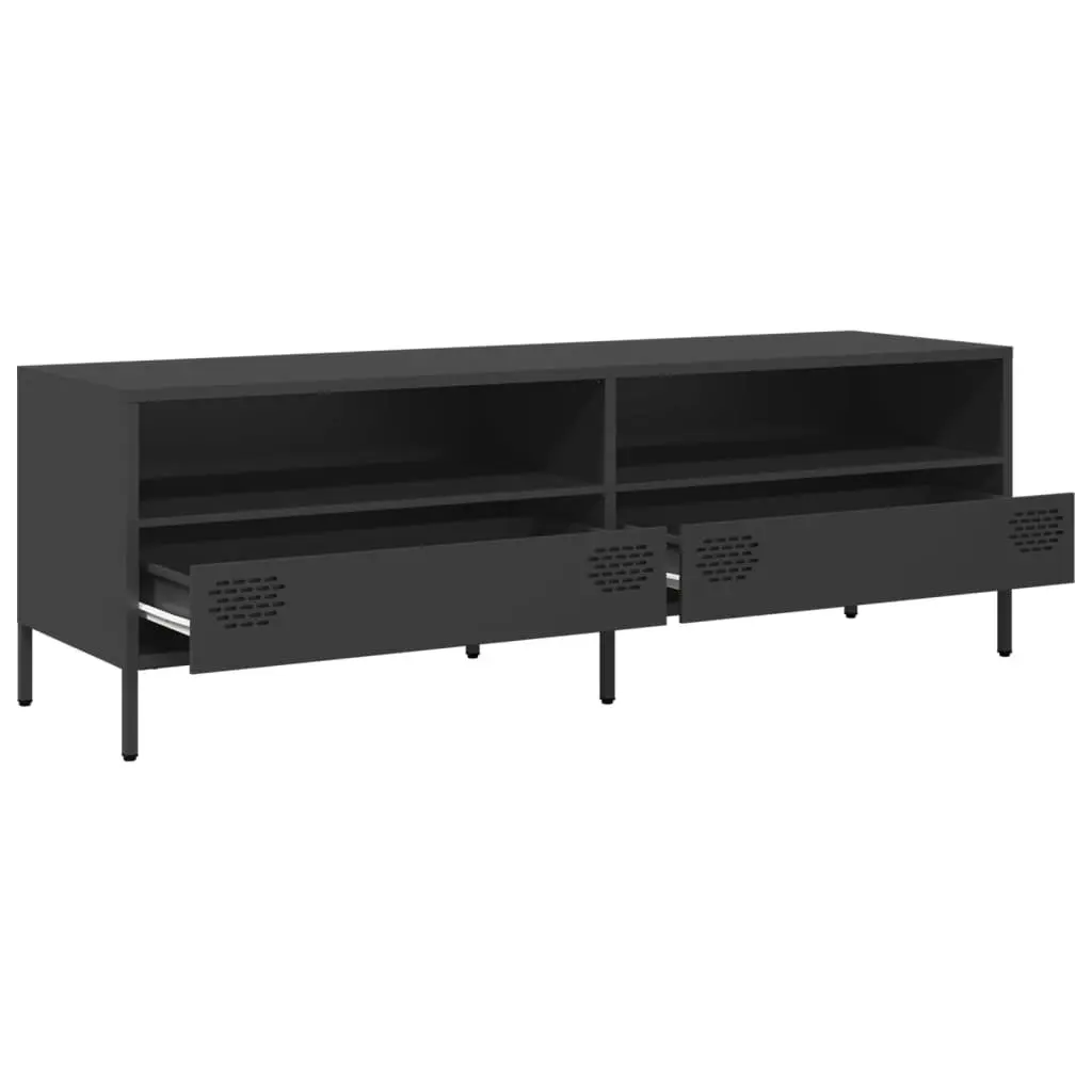 Black Industrial TV Cabinet with Drawers