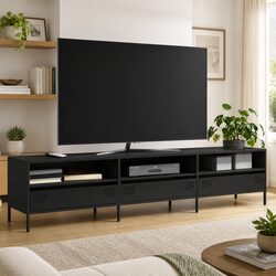 Reliable Black TV Cabinet with Practical Storage