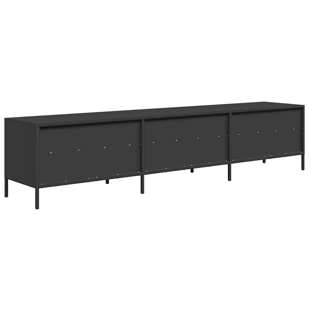 TV Cabinet Black Industrial Steel Unit with Storage Drawers Compartments 202cm