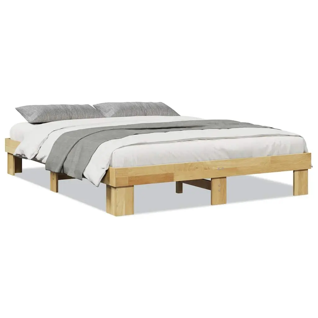 Solid Wood Bed Frame 135x190 cm in Oak