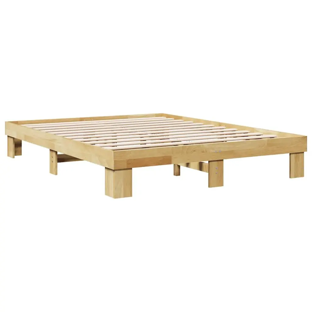 Solid Wood Bed Frame 135x190 cm in Oak