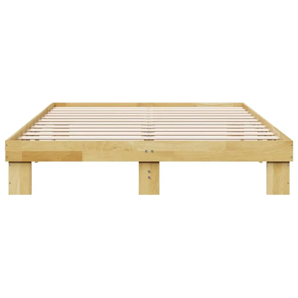 Solid Wood Bed Frame 135x190 cm in Oak