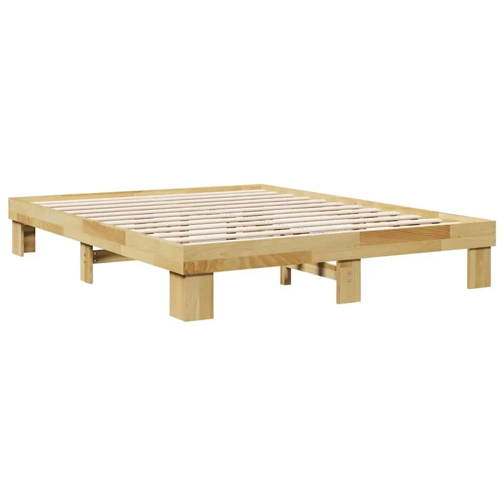 Solid Wood Bed Frame 135x190 cm in Oak