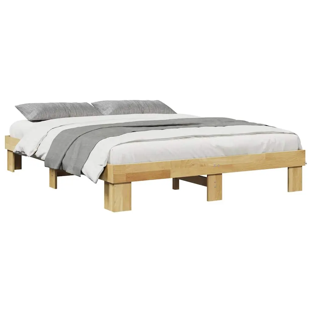 Solid Wood Bed Frame 135x190 cm in Oak