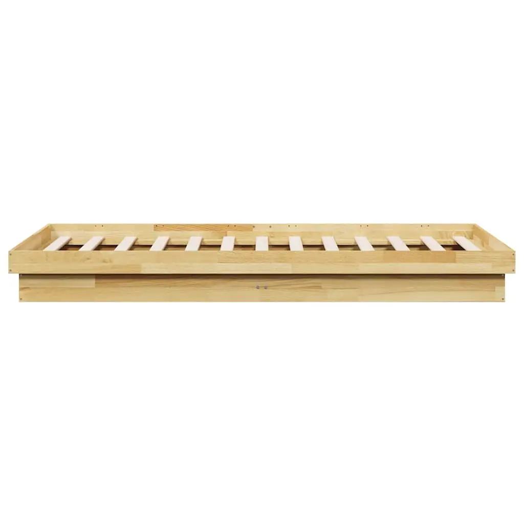 Solid Oak Wood Bed Frame 90x190 cm Low Floor Slatted Base Bedroom Furniture