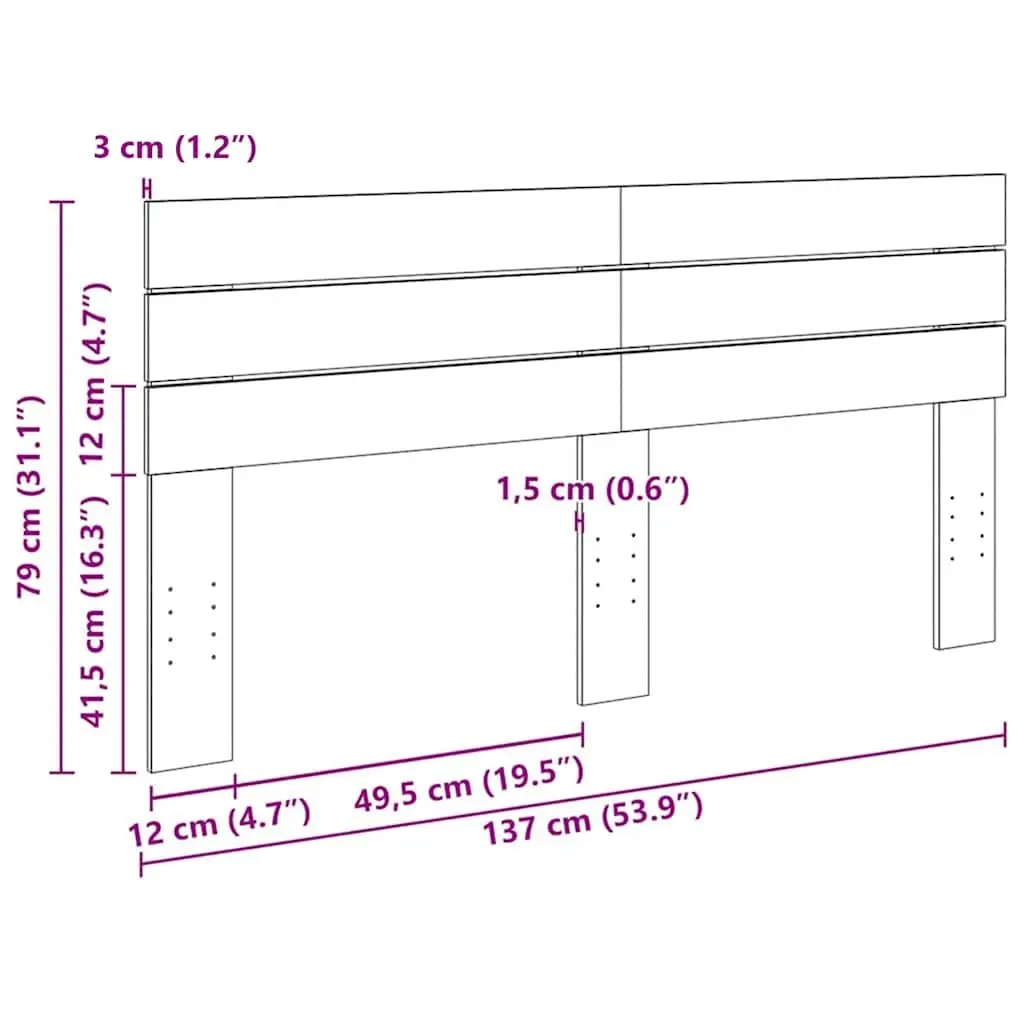 Headboard Solid Wood Oak 135 cm Brown Bed Frame Bedroom Furniture