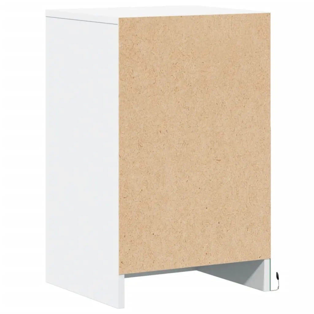 Bedside Cabinet with RGB LED Lights White Engineered Wood Bedroom Storage