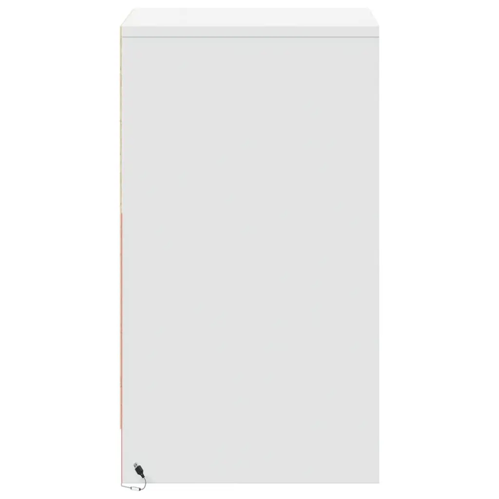 Bedside Cabinet with RGB LED Lights White Engineered Wood Bedroom Storage