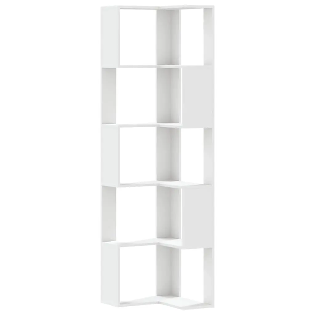 Corner Bookcase 5-Tier White 50x50x179cm Standing Shelf Storage Display Rack