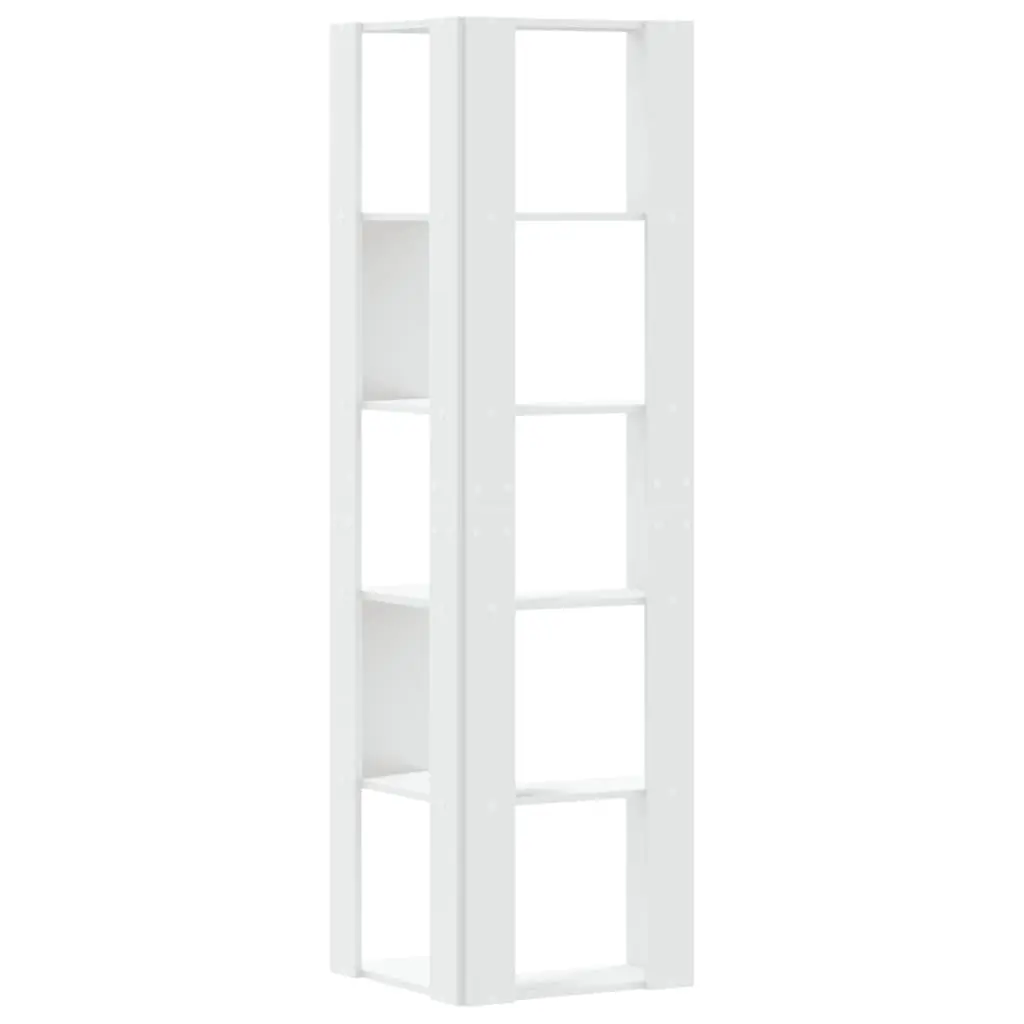 Corner Bookcase 5-Tier White 50x50x179cm Standing Shelf Storage Display Rack