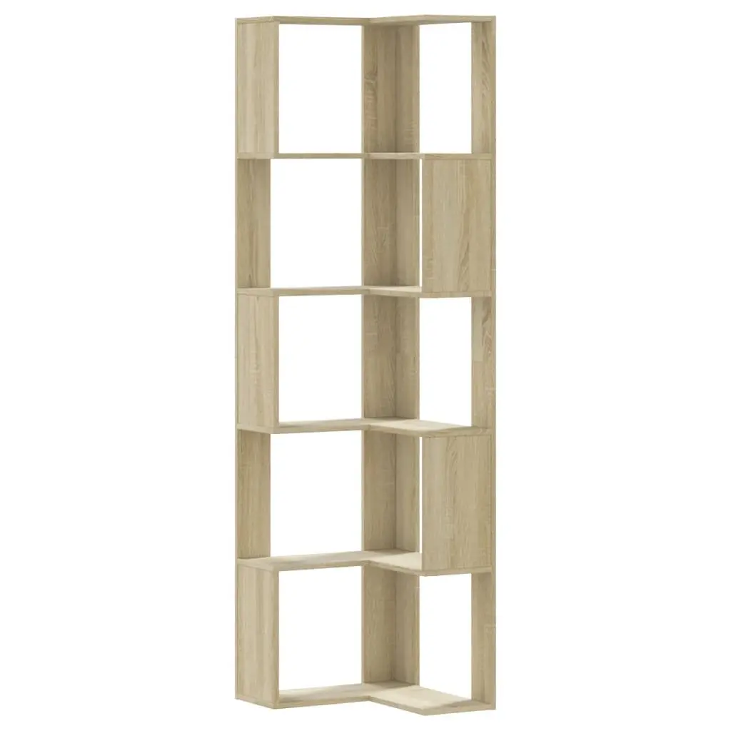 Corner Bookcase 5-Tier Storage Display Shelf Sonoma Oak