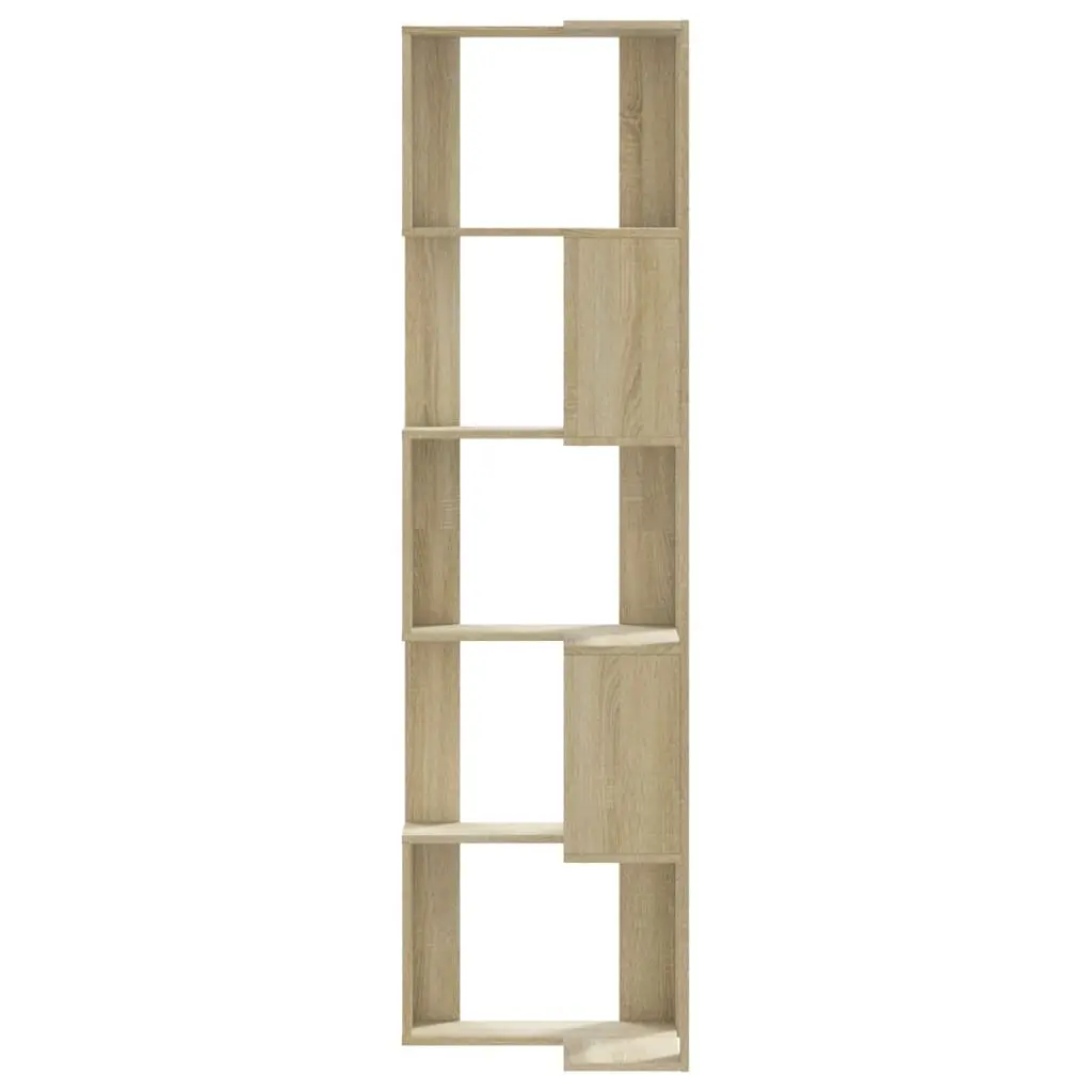 Corner Bookcase 5-Tier Storage Display Shelf Sonoma Oak
