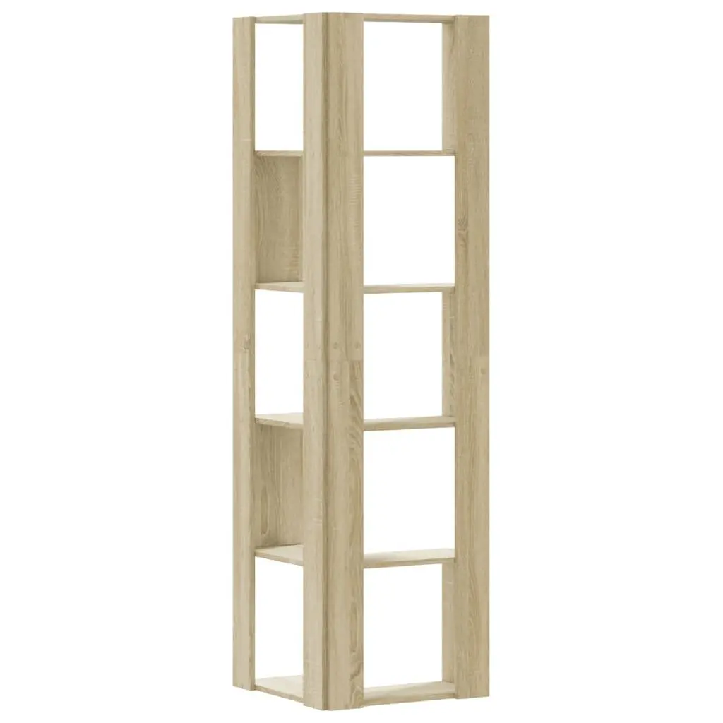 Corner Bookcase 5-Tier Storage Display Shelf Sonoma Oak