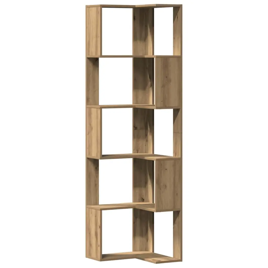 Corner Bookcase 5-Tier Storage Display Unit 50x50x179cm Brown Engineered Wood