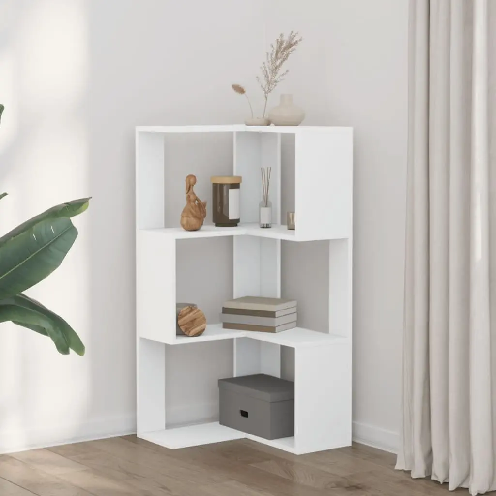 Engineered Wood Corner Bookcase, 3 Tiers