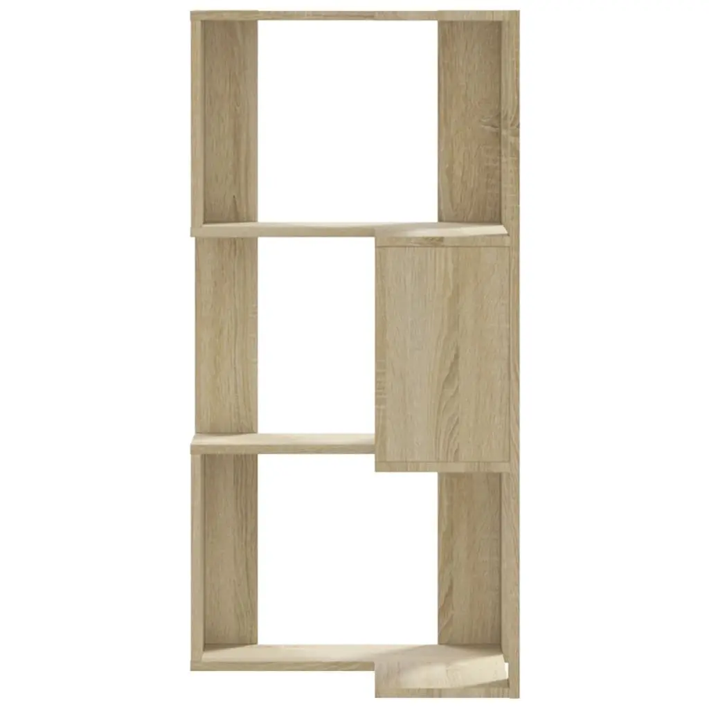 Corner Bookcase 3-Tier Storage Shelf Compact Display Unit Brown