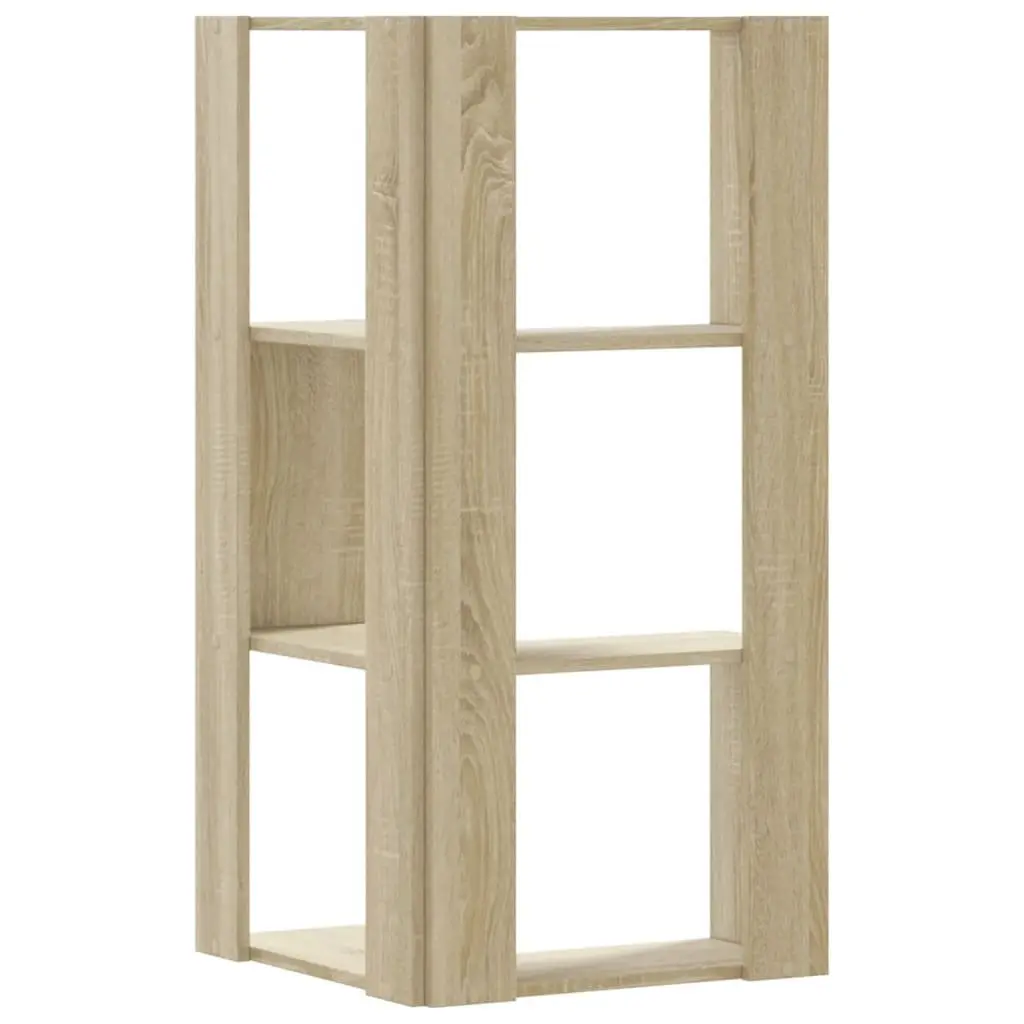 Corner Bookcase 3-Tier Storage Shelf Compact Display Unit Brown