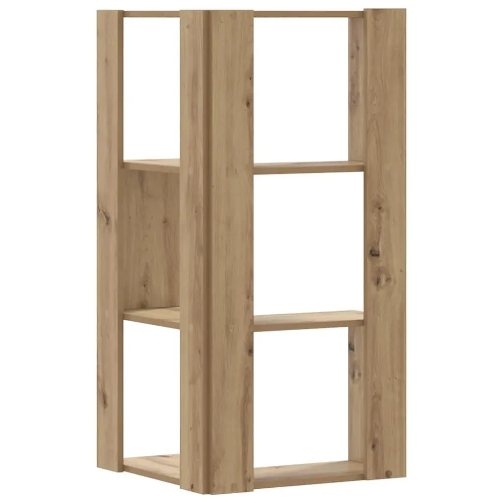 Corner Bookcase 3-Tier Compact Storage Shelving Unit Brown