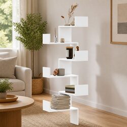 White Wall Corner Shelf 45x45x147cm - Practical Storage Solution