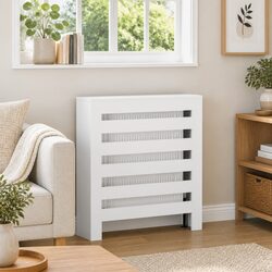 Reliable White Engineered Wood Radiator Cover for Decor