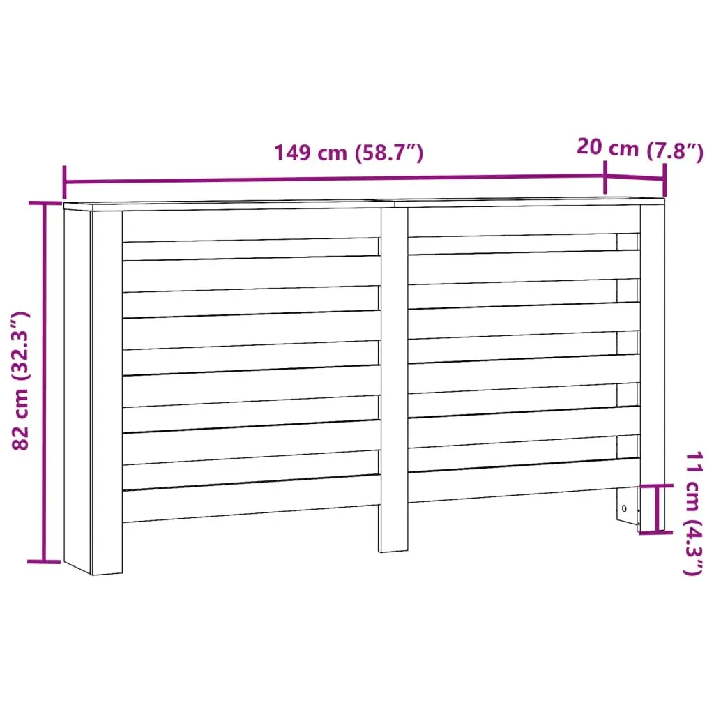 Radiator Cover Engineered Wood Shelf Living Room 149 x 20 x 82 cm White