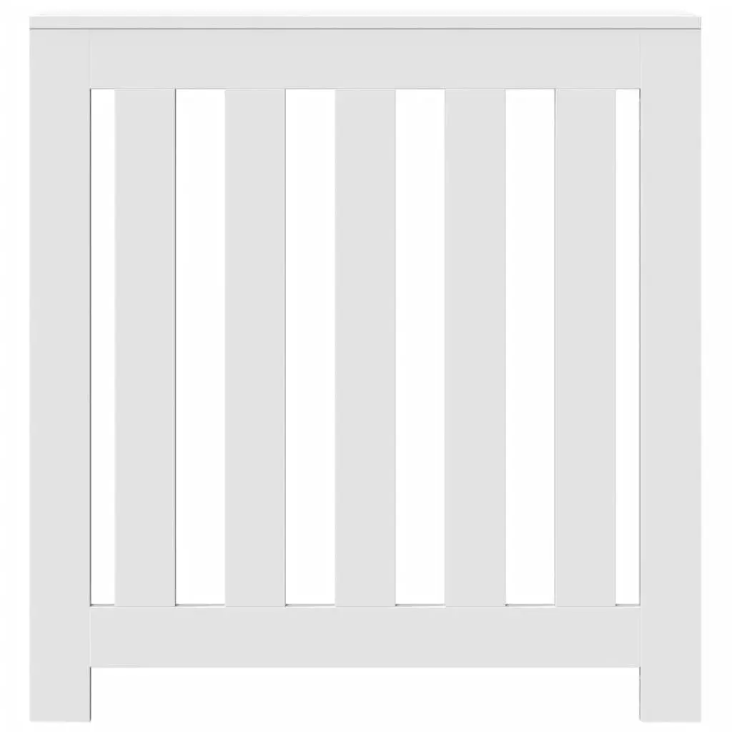 Radiator Cover White Slatted Cabinet 78 x 20 x 82 cm Living Room Shelf Heater