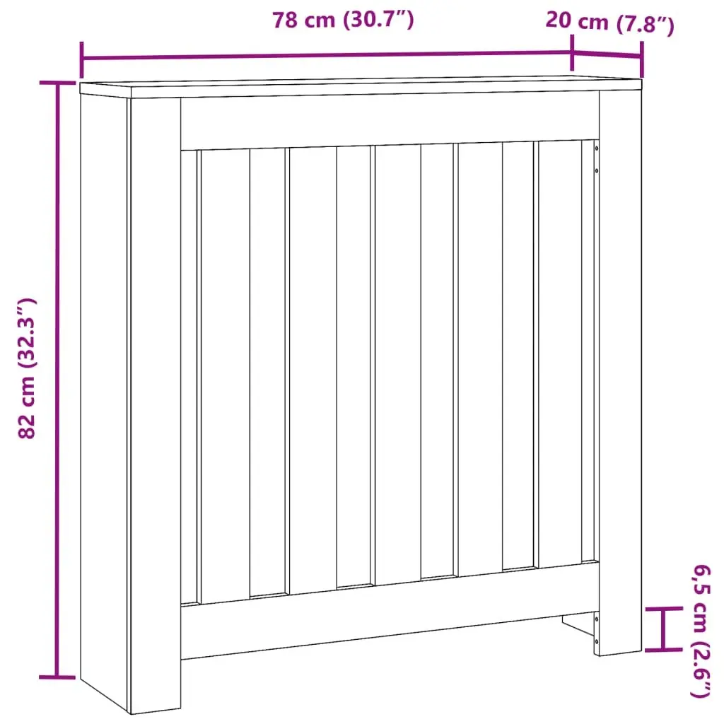 Radiator Cover White Slatted Cabinet 78 x 20 x 82 cm Living Room Shelf Heater