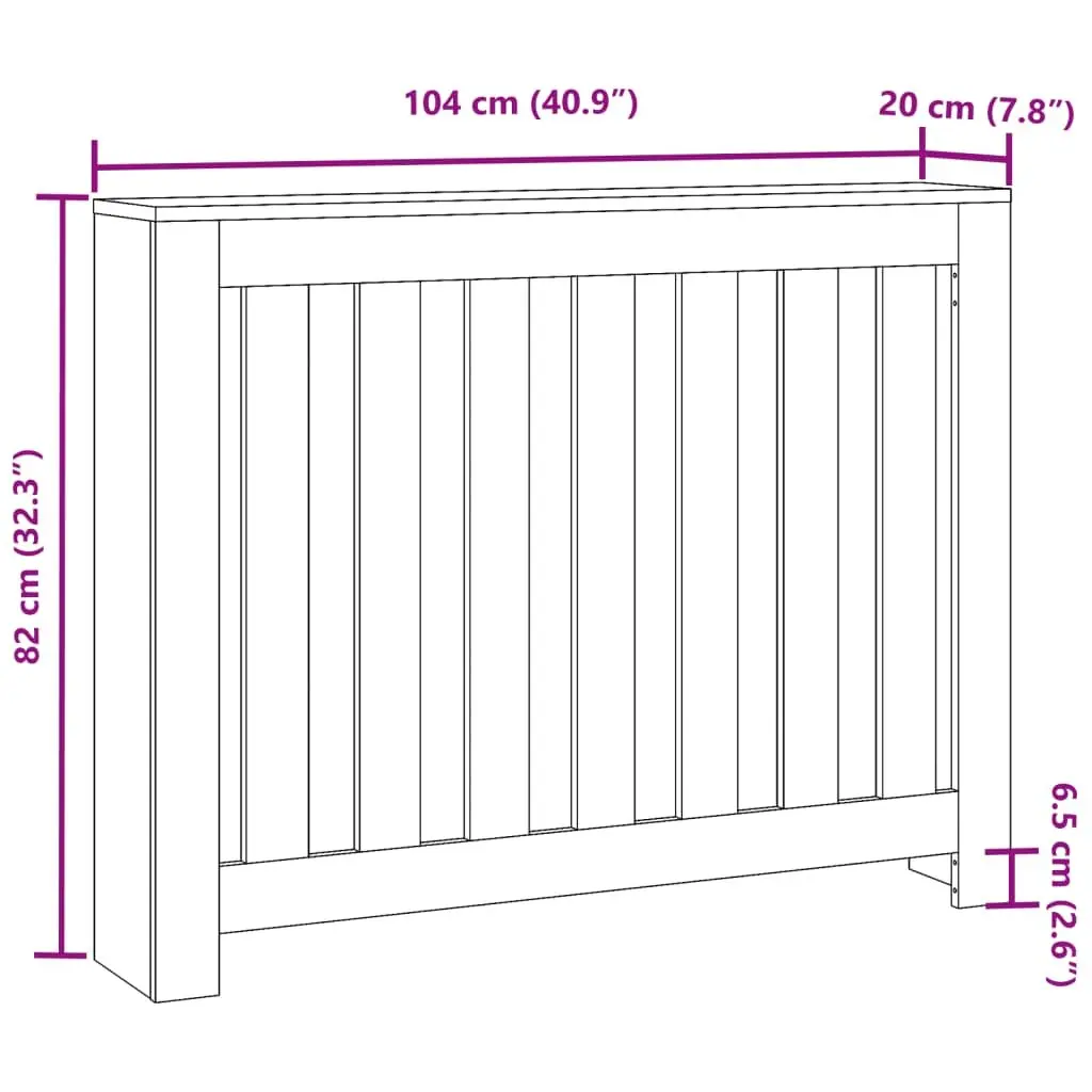 Radiator Cover White Slatted Cabinet Heater Shelf 104x20x82cm