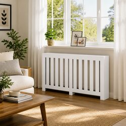 Quality White Radiator Cover with Slatted Design