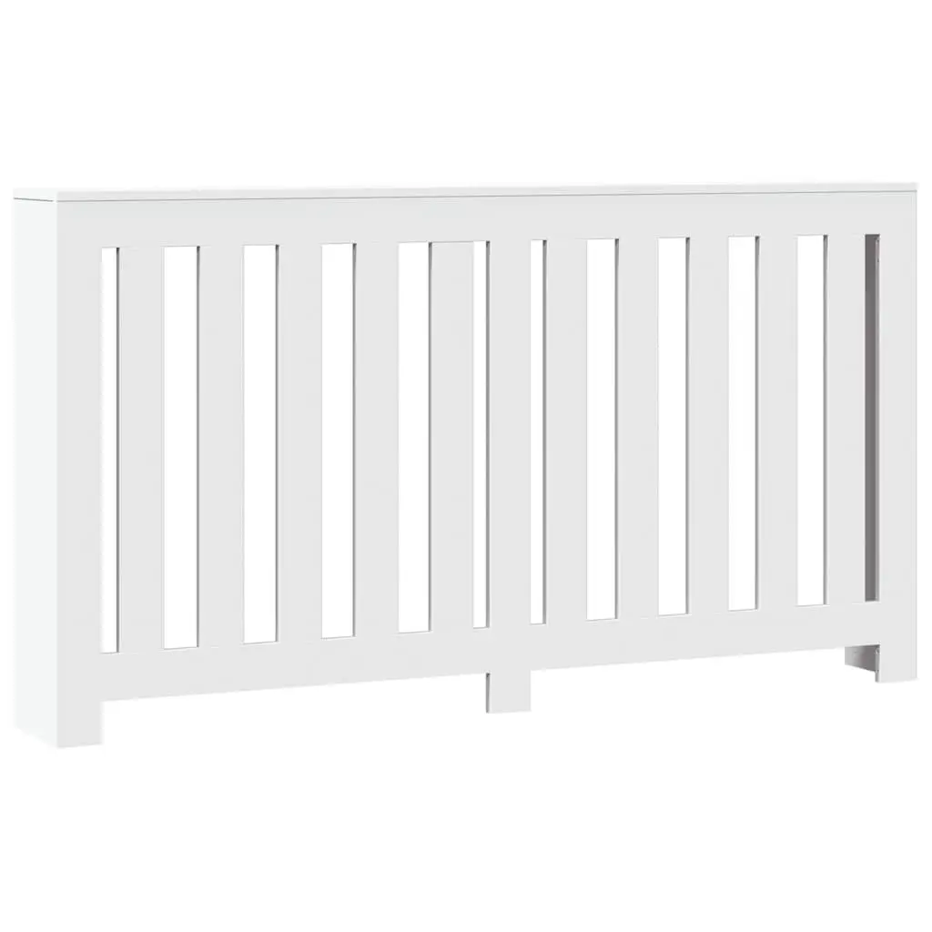 Radiator Cover White Slatted Cabinet with Shelf 149 x 20 x 82 cm