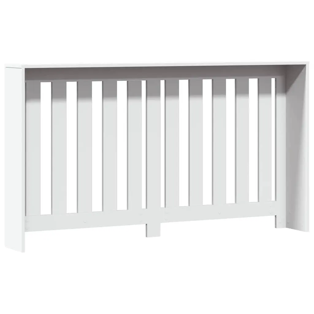 Radiator Cover White Slatted Cabinet with Shelf 149 x 20 x 82 cm