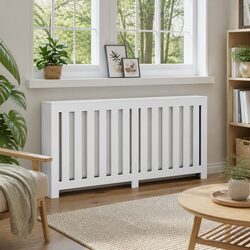 Reliable White Radiator Cover 175x20x82cm for Stability
