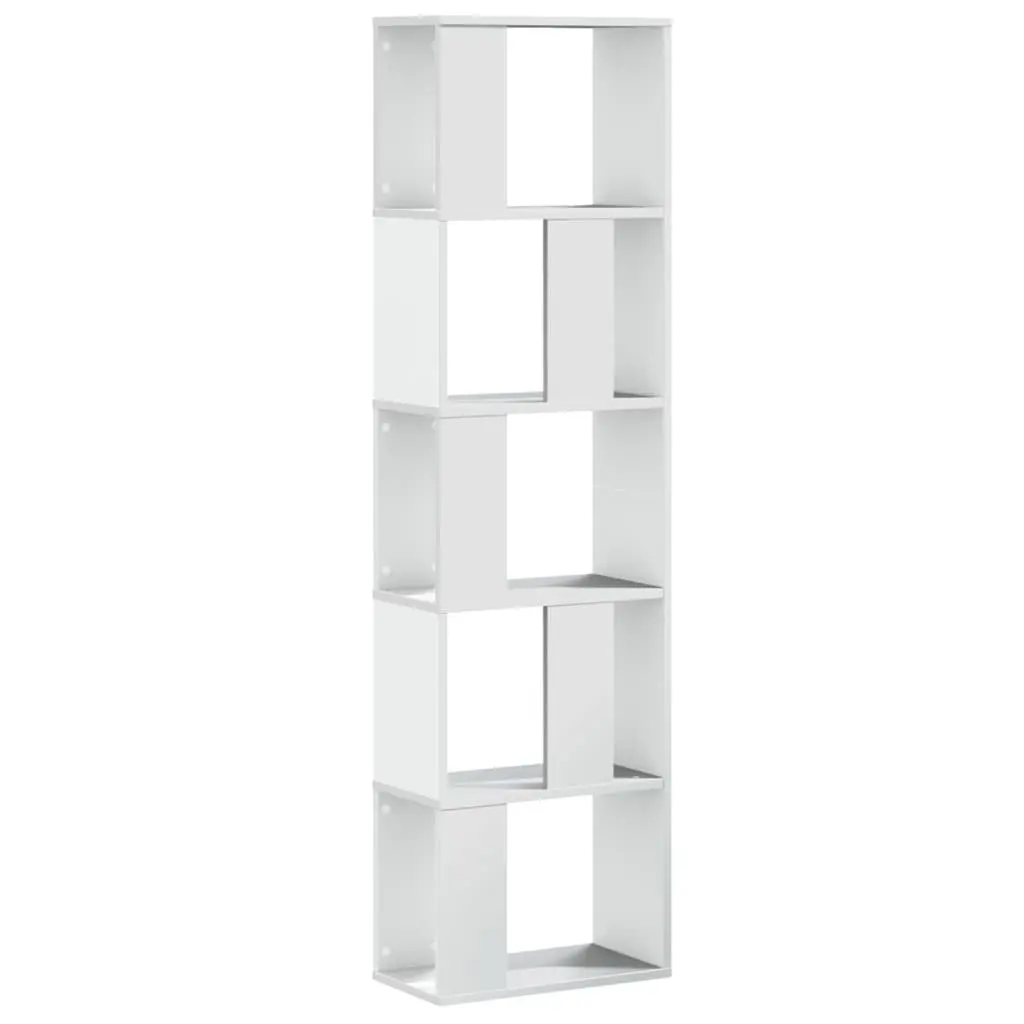 Bookcase 5-Tier Storage Shelving Unit 45x23.5x162.5 cm White Engineered Wood