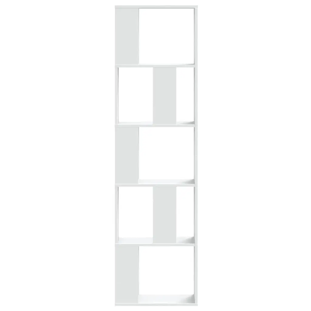 Bookcase 5-Tier Storage Shelving Unit 45x23.5x162.5 cm White Engineered Wood