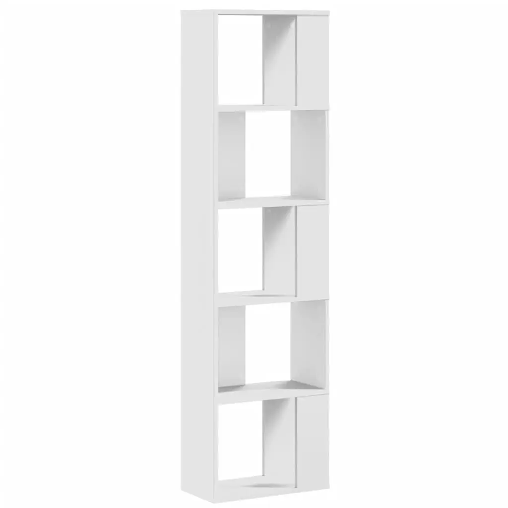 Bookcase 5-Tier Storage Shelving Unit 45x23.5x162.5 cm White Engineered Wood