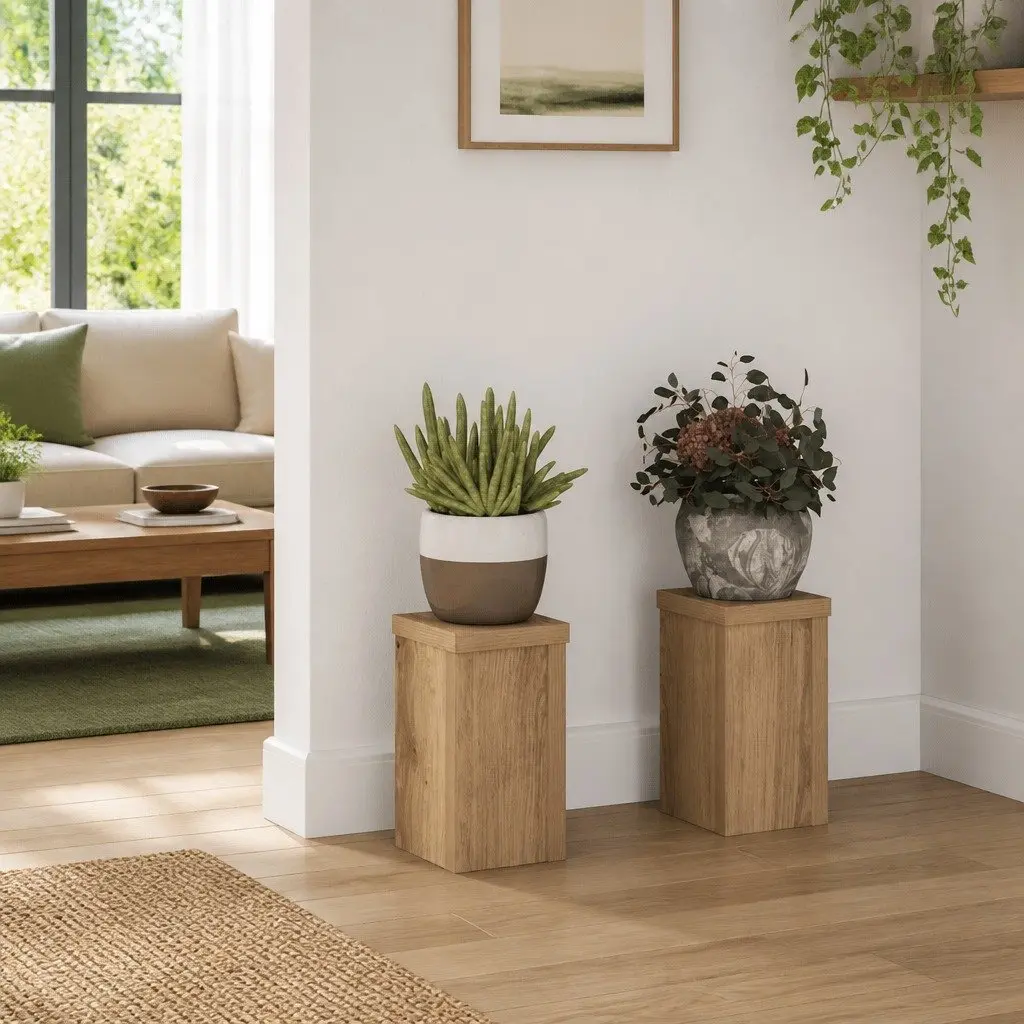 Plant Stands 2 pcs Brown Engineered Wood 10x10x18 cm Display
