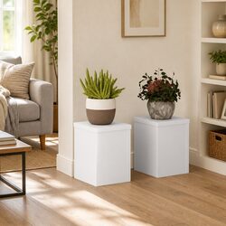 Reliable White Plant Stands, 2 pcs, Engineered Wood