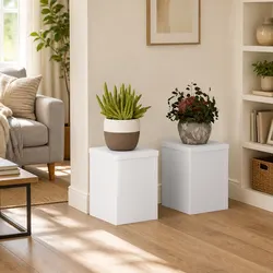 Reliable White Plant Stands, 2 pcs, Engineered Wood