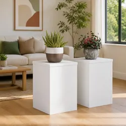 Reliable White Plant Stands 2 pcs 20x20x30 cm