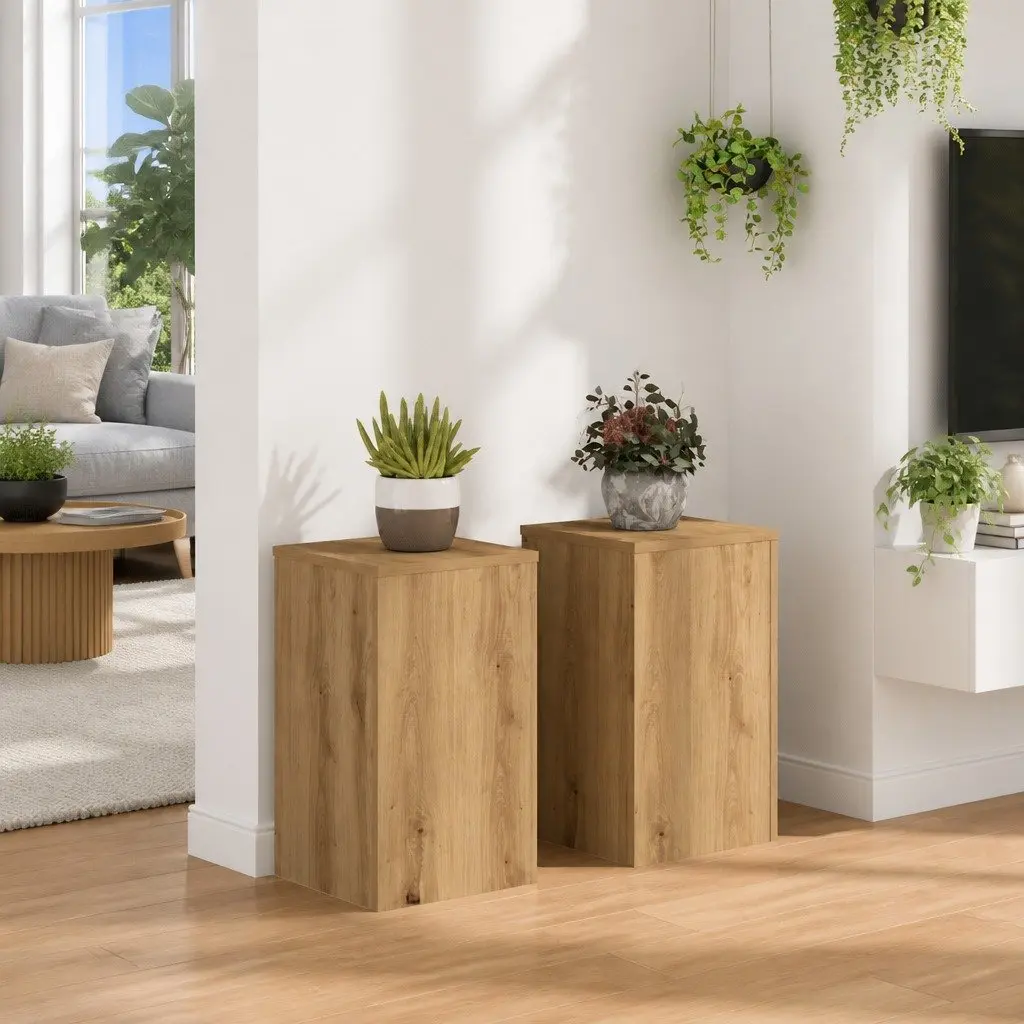 Plant Stands 2 pcs Flower Display Holder Brown 30x30x50 cm Engineered Wood