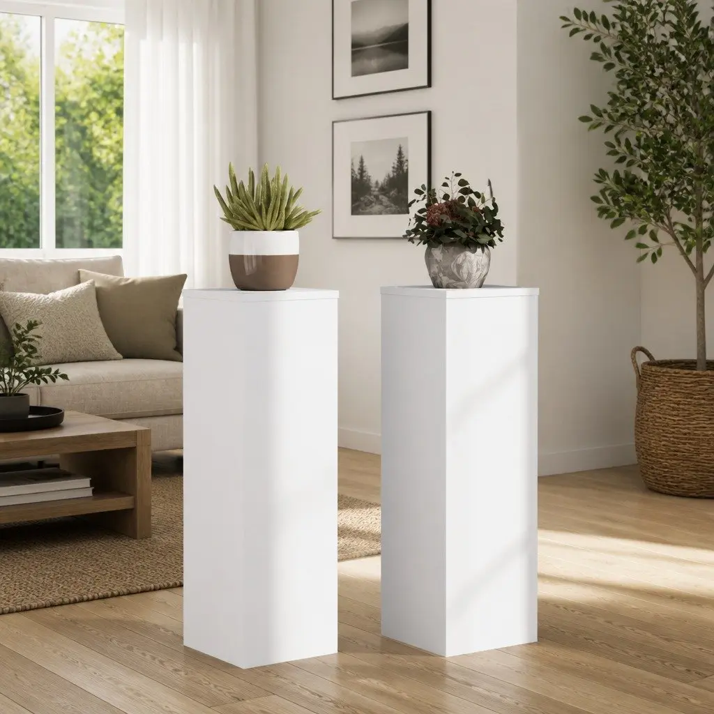 Plant Stands for Displaying Plants 25x25x80 cm White 2 Piece Engineered Wood