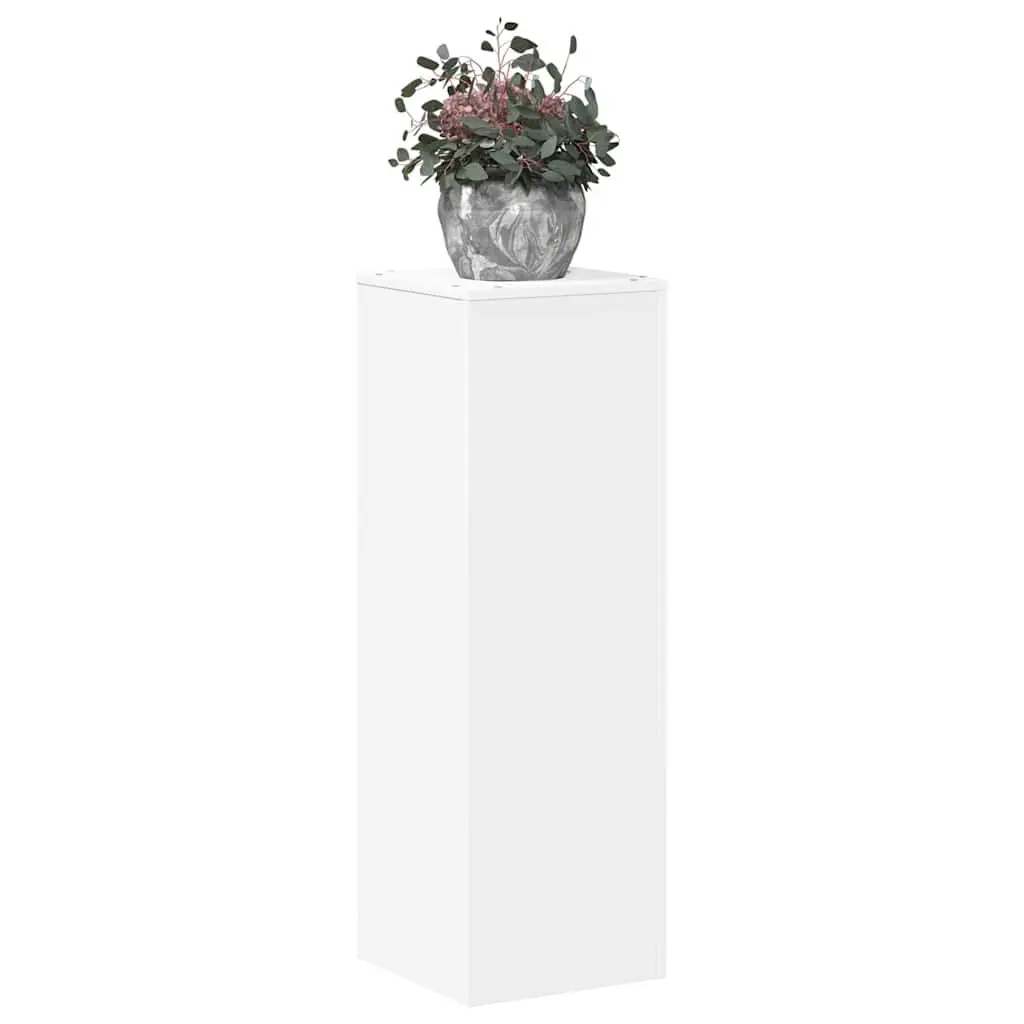 Plant Stand Indoor Outdoor Display White Engineered Wood Tall 33 x 33 x 100 cm
