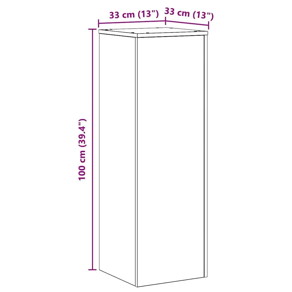 Plant Stand Indoor Outdoor Display White Engineered Wood Tall 33 x 33 x 100 cm