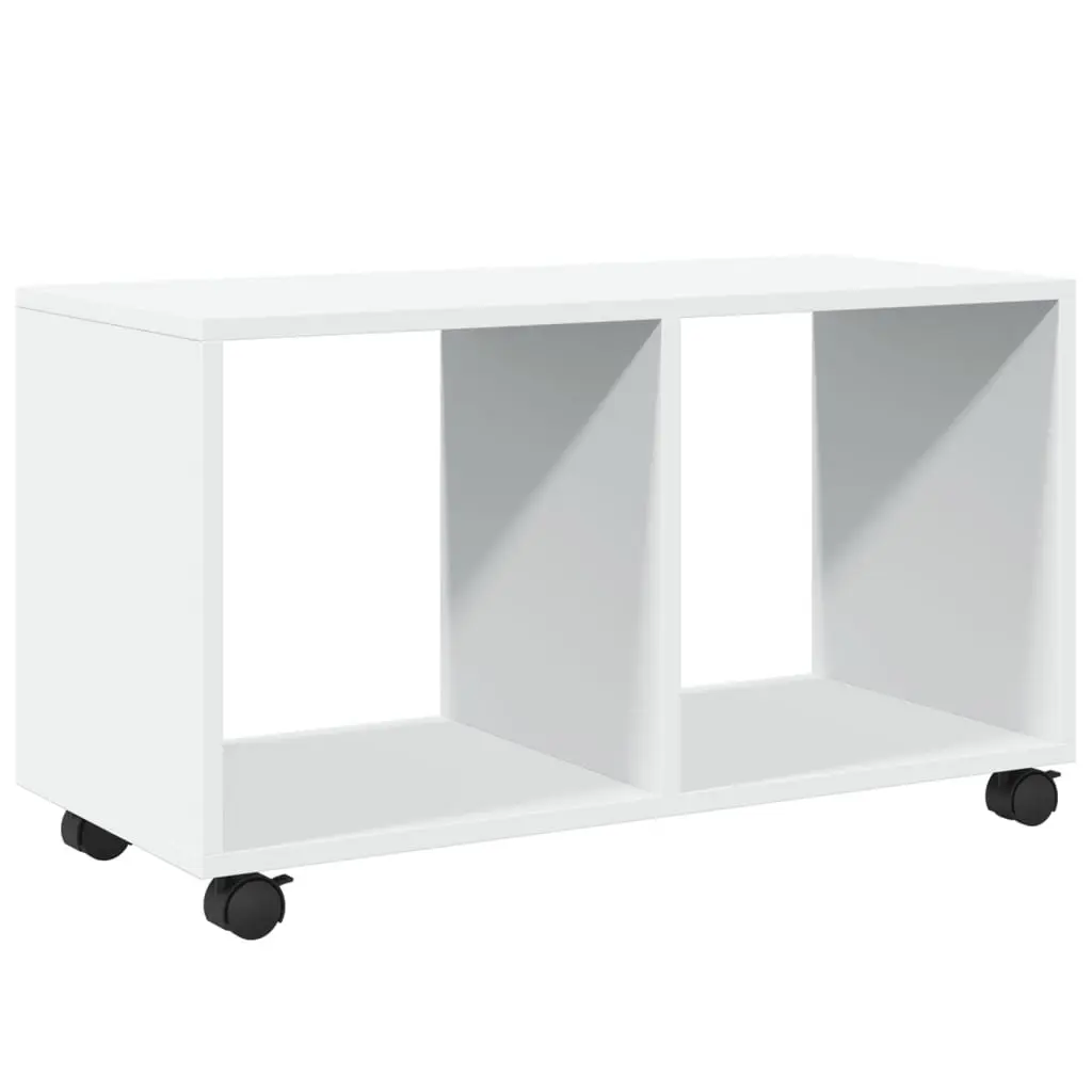 Rolling Cabinet Storage Unit White 72x33x42.5cm with Swivel Wheels and Lockable