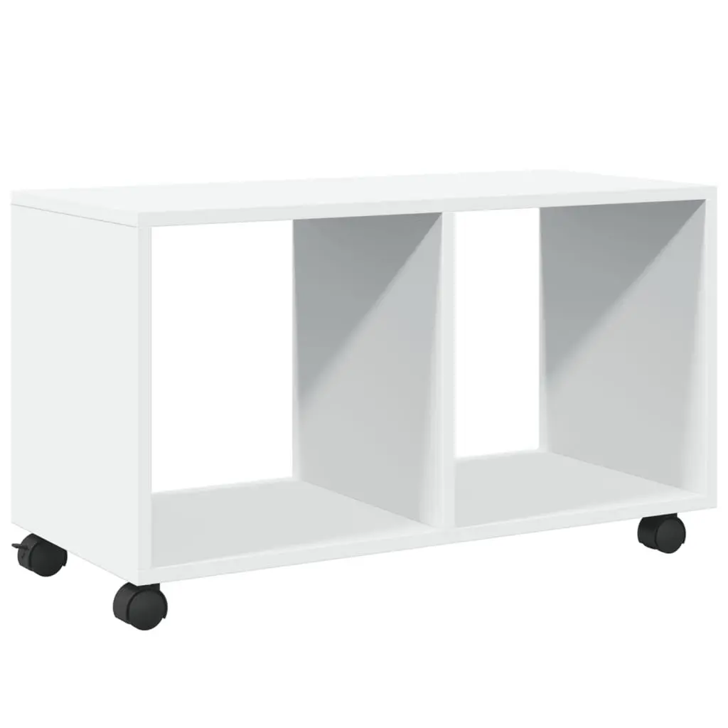 Rolling Cabinet Storage Unit White 72x33x42.5cm with Swivel Wheels and Lockable