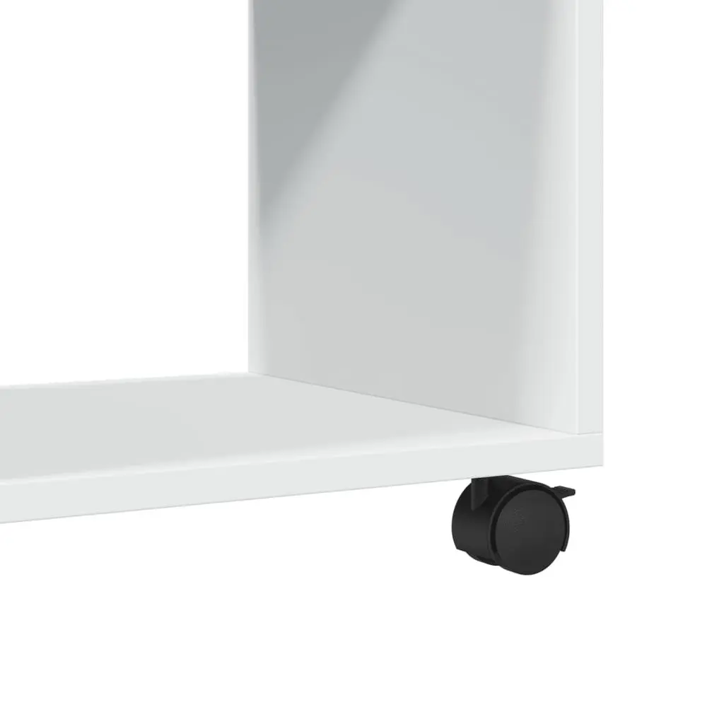 Rolling Cabinet Storage Unit White 72x33x42.5cm with Swivel Wheels and Lockable