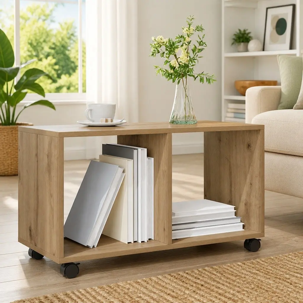 Rolling Cabinet Storage Unit Engineered Wood Brown 72 x 33 x 42.5 cm with Swivel Wheels